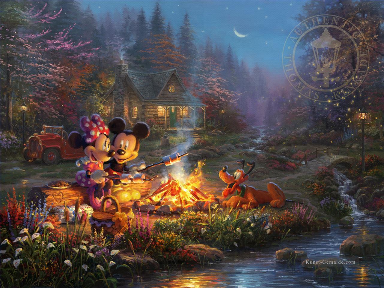 Mickey and Minnie Sweetheart Campfire TK Disney Ölgemälde